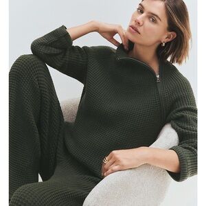 Ann Taylor Weekend Collection Waffle Zip Sweater, XL